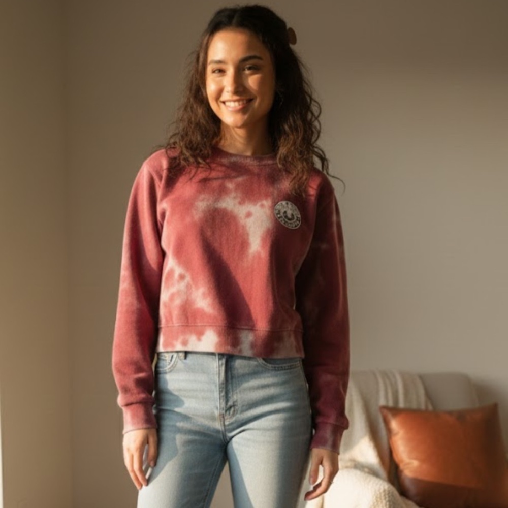 True Religion Maroon Tie-Dye Sweatshirt